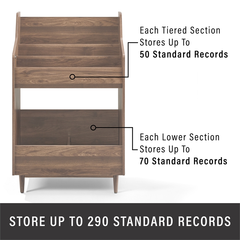 Pemberly Row 3-Piece Wood Record Player Stand And Storage Set - Walnut