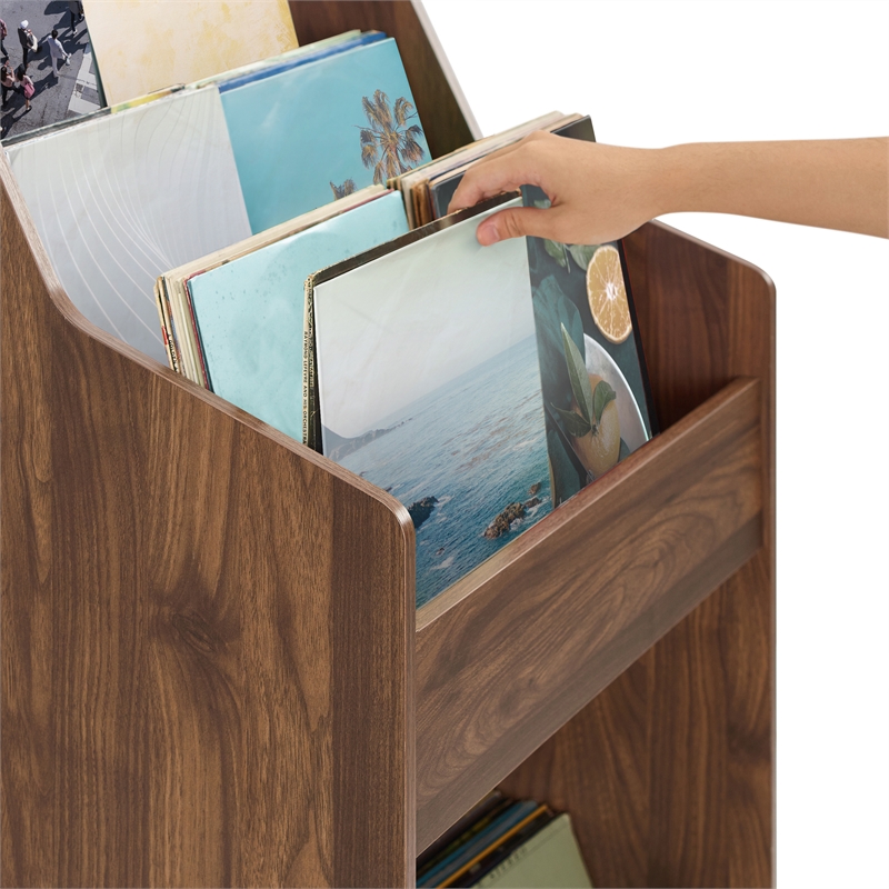 Pemberly Row 3-Piece Wood Record Player Stand And Storage Set - Walnut