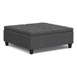 Pemberly Row Square Transitional Wood & Fabric Storage Ottoman in Gray