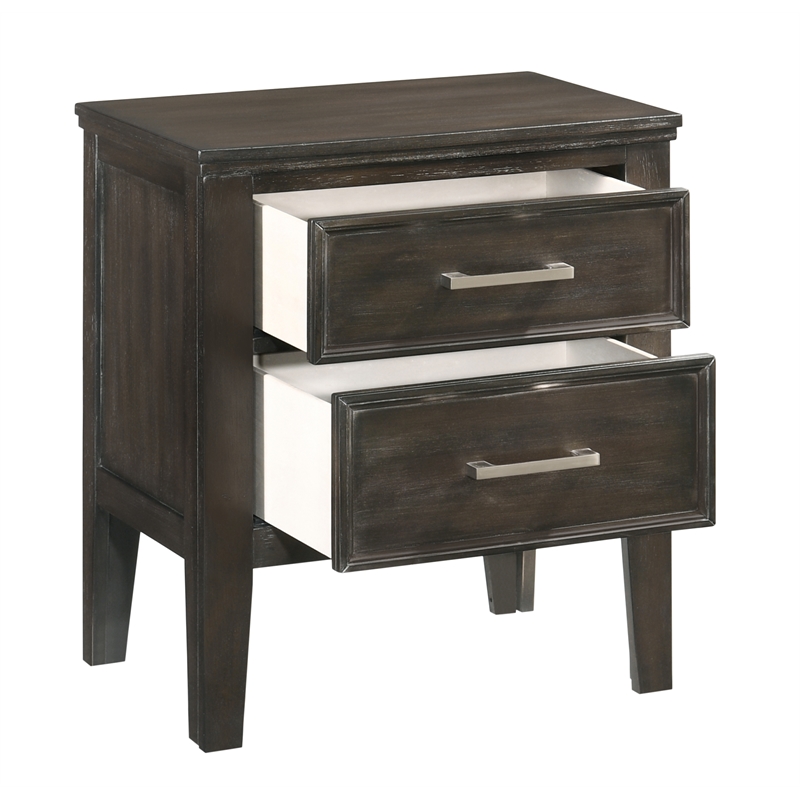 Pemberly Row Modern Wood Nightstand with 2 Drawers in Nutmeg