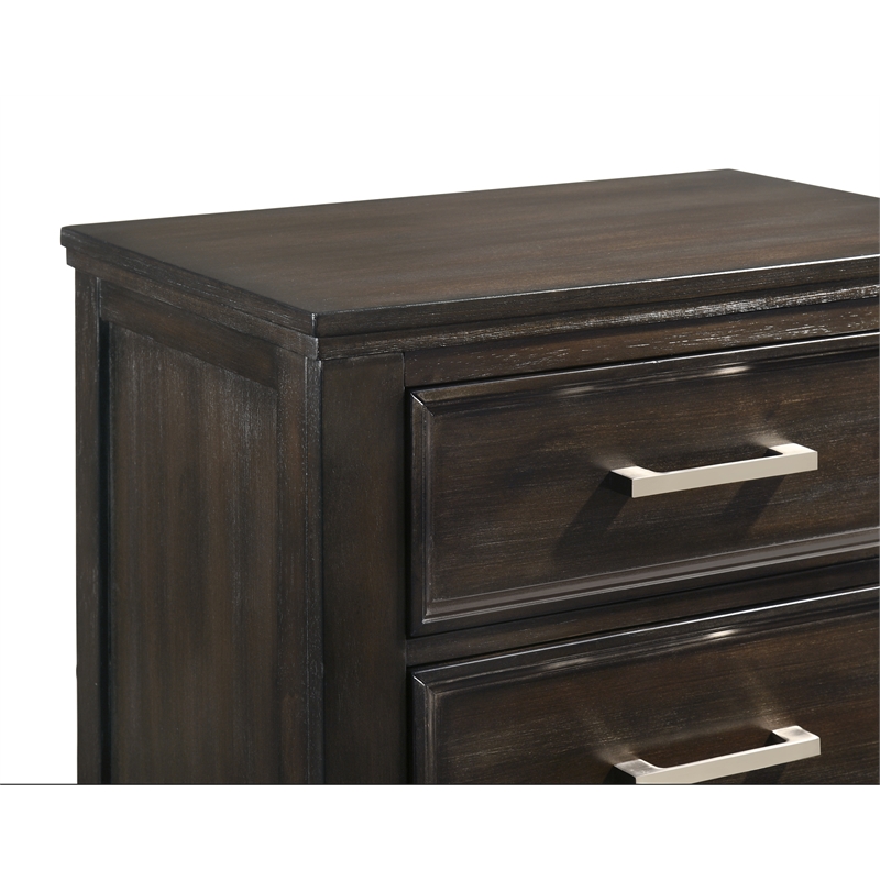 Pemberly Row Modern Wood Nightstand with 2 Drawers in Nutmeg