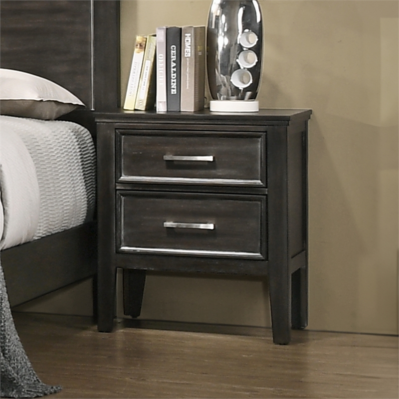 Pemberly Row Modern Wood Nightstand with 2 Drawers in Nutmeg