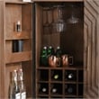 Pemberly Row Mango Wood Geometric Pattern Carved Bar Cabinet in Brown