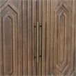 Pemberly Row Mango Wood Geometric Pattern Carved Bar Cabinet in Brown