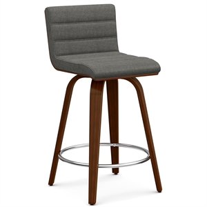 Pemberly Row 24&quot Linen Fabric/Wood Swivel Counter Height Stool in Gray