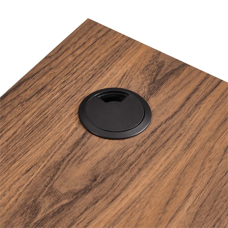 Pemberly Row Wall Mount Corner Modern Wood Office Desk in Walnut