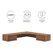 Pemberly Row Wall Mount Corner Modern Wood Office Desk in Walnut