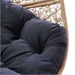 Pemberly Row Outdoor Synthetic Rattan Swing Chair in Cappuccino/Navy