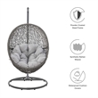 Pemberly Row Outdoor Synthetic Rattan & Steel Swing Chair in Gray