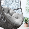 Pemberly Row Outdoor Synthetic Rattan & Steel Swing Chair in Gray