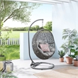 Pemberly Row Outdoor Synthetic Rattan & Steel Swing Chair in Gray