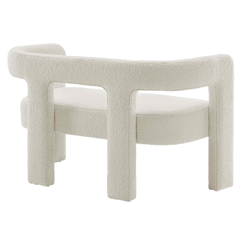 Pemberly Row Upholstered Modern Boucle Fabric Loveseat in Ivory