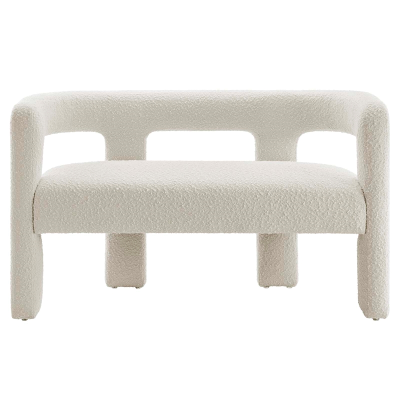 Pemberly Row Upholstered Modern Boucle Fabric Loveseat in Ivory