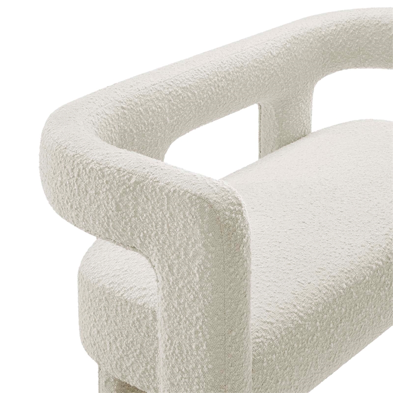 Pemberly Row Upholstered Modern Boucle Fabric Loveseat in Ivory