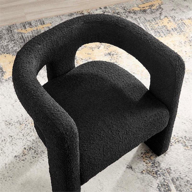 Pemberly Row Upholstered Modern Boucle Fabric Armchair in Black