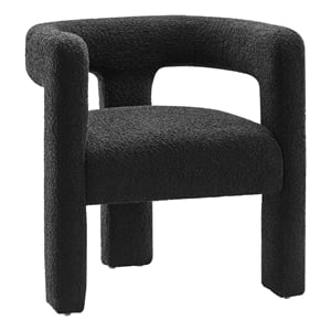Pemberly Row Upholstered Modern Boucle Fabric Armchair in Black