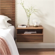Pemberly Row 1-Drawer Wall-Mount Modern Wood Nightstand in Walnut