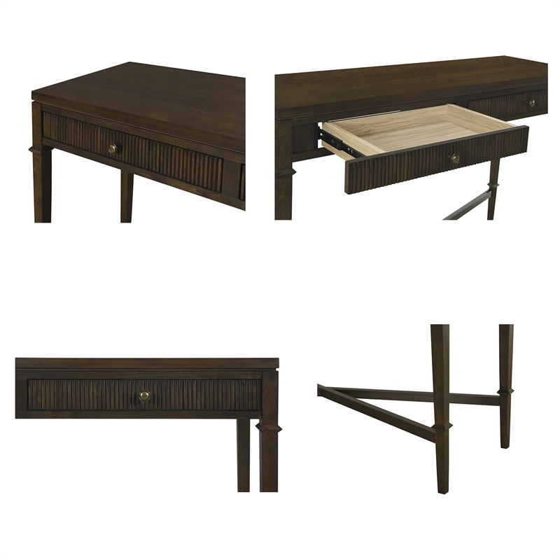 Pemberly Row 2-Drawer Storage Solid Wood Console Table in Coffee