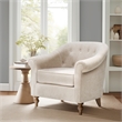 Pemberly Row Tufted Upholstered Fabric Accent Arm Chair in Cream