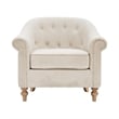 Pemberly Row Tufted Upholstered Fabric Accent Arm Chair in Cream