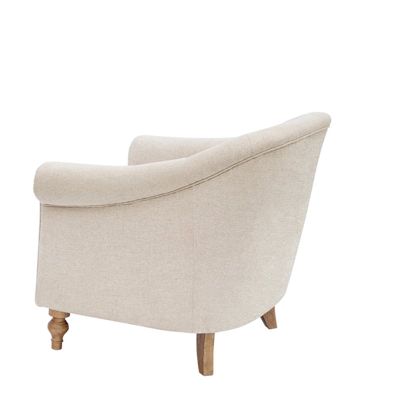 Pemberly Row Tufted Upholstered Fabric Accent Arm Chair in Cream