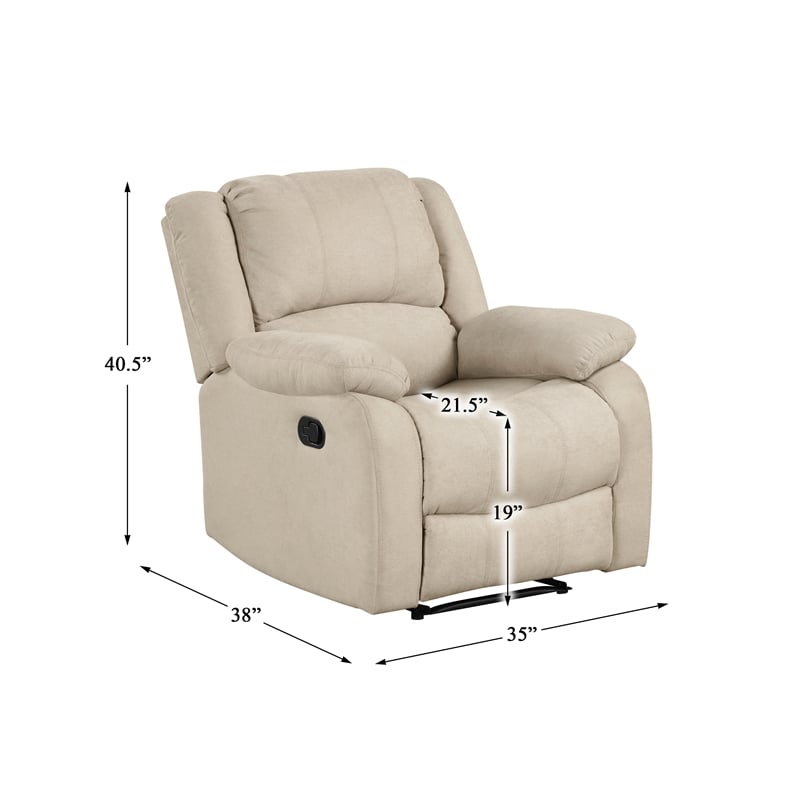 Pemberly Row Modern / Contemporary Fabric Manual Recliner in Oatmeal