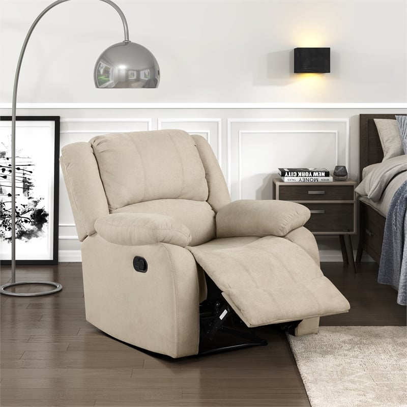 Pemberly Row Modern / Contemporary Fabric Manual Recliner in Oatmeal