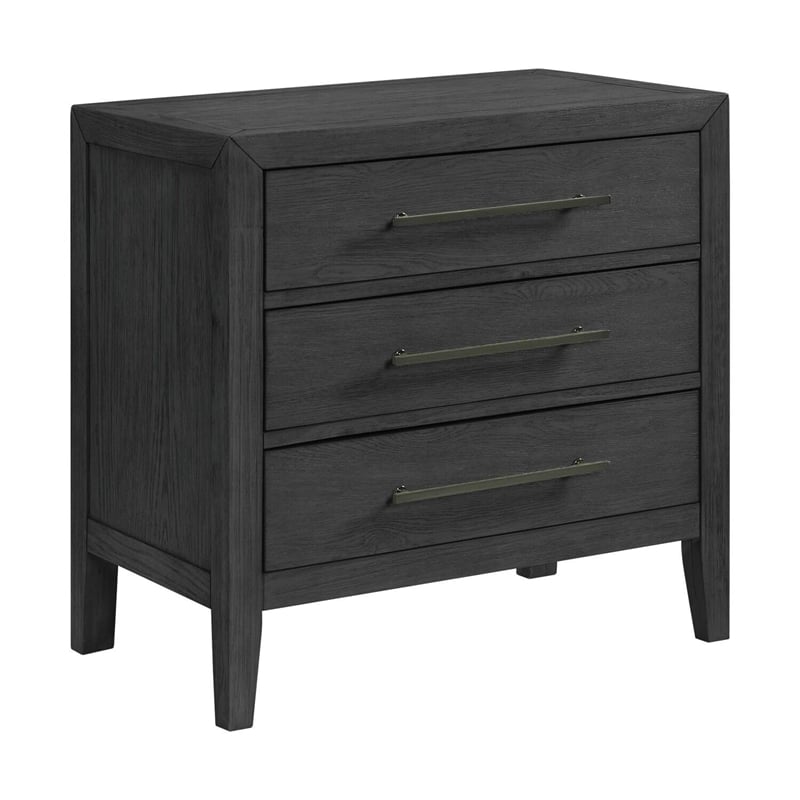 Pemberly Row Modern / Contemporary 3-Drawer Nightstand in Black