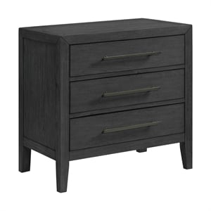 Pemberly Row Modern / Contemporary 3-Drawer Nightstand in Black
