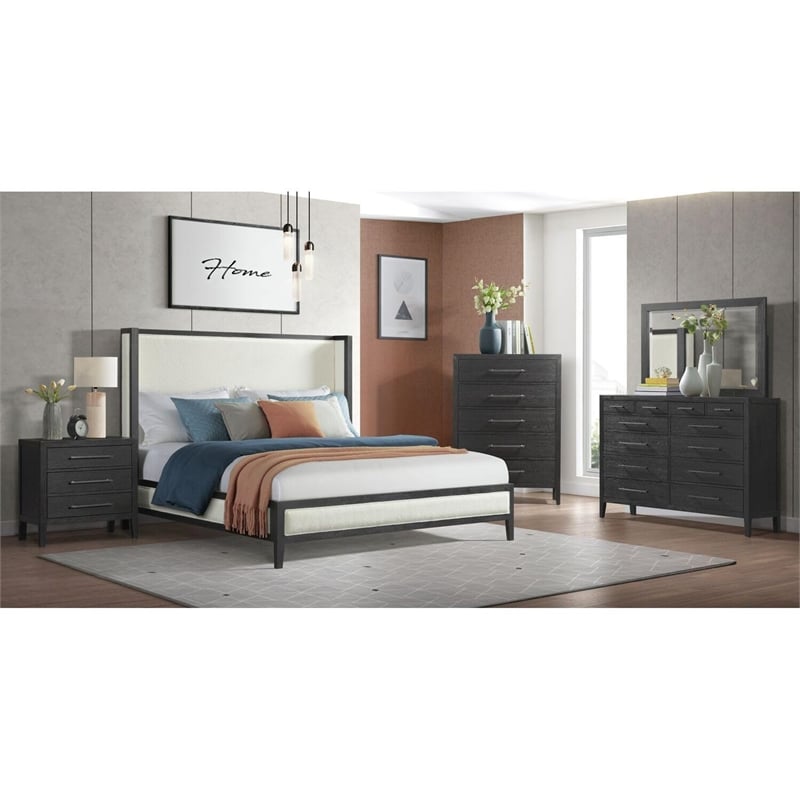 Pemberly Row Modern / Contemporary 3-Drawer Nightstand in Black