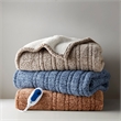 Pemberly Row Modern / Contemporary Fabric Heated Throw in Blue