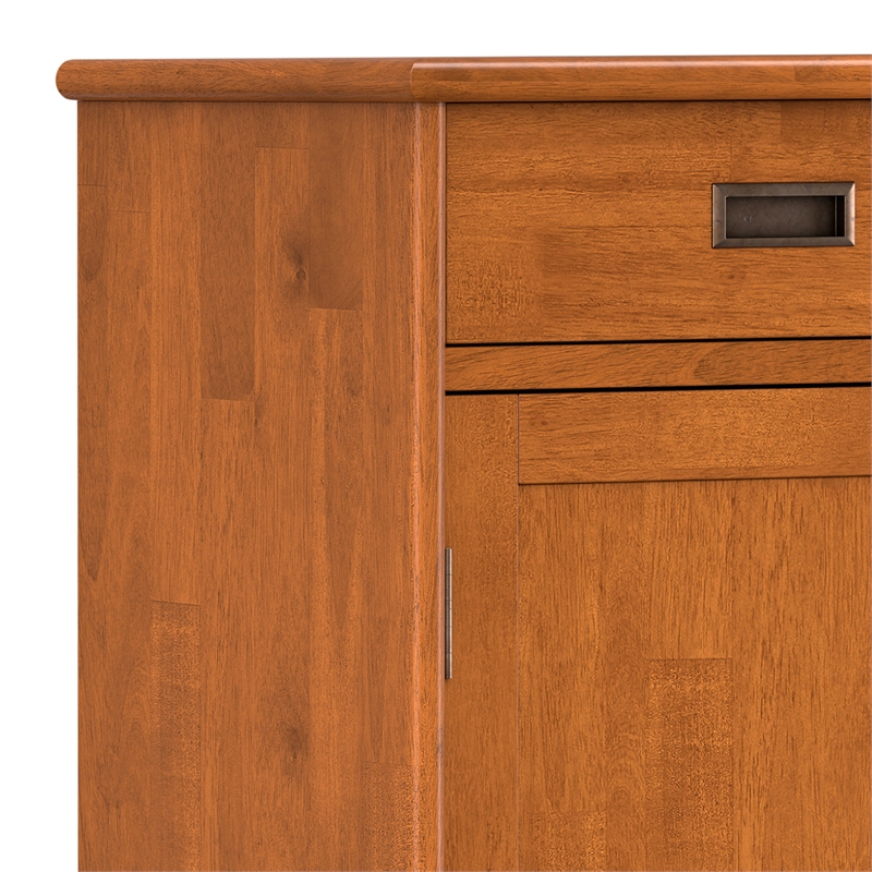 Pemberly Row Solid Hardwood 36inch Wide Entryway Storage Cabinet in Teak Brown