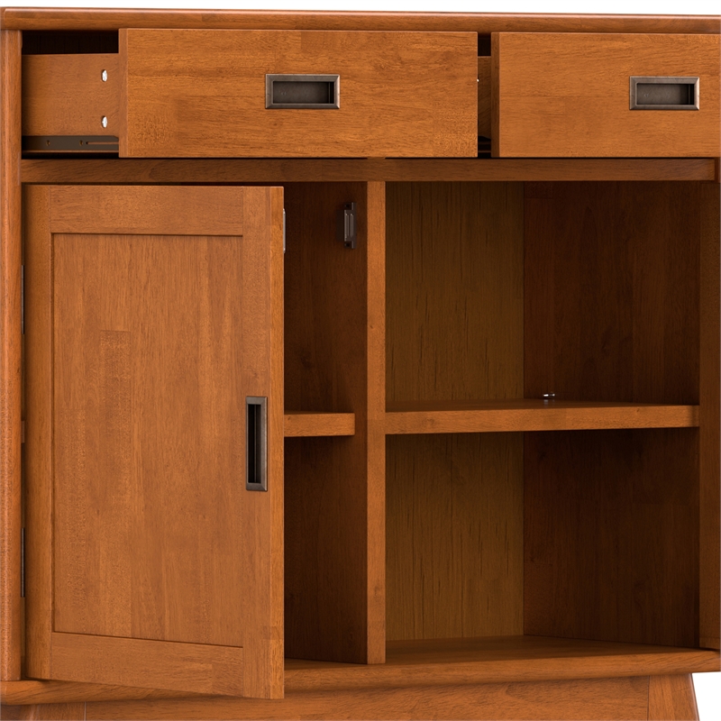 Pemberly Row Solid Hardwood 36inch Wide Entryway Storage Cabinet in Teak Brown