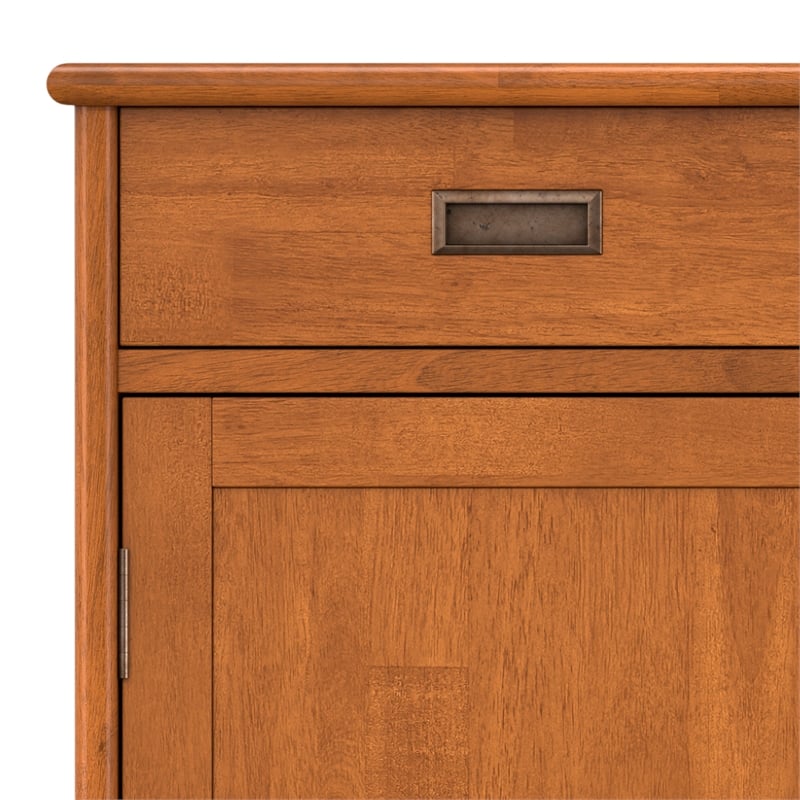 Pemberly Row Solid Hardwood 36inch Wide Entryway Storage Cabinet in Teak Brown