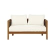 Pemberly Row Loveseat Table & 2 Chair Set Beige Cushions - Brown