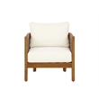 Pemberly Row Loveseat Table & 2 Chair Set Beige Cushions - Brown