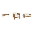 Pemberly Row Loveseat Table & 2 Chair Set Beige Cushions - Brown