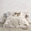 Pemberly Row Contemporary Cotton Linen Eggshell Beige Queen Quilt