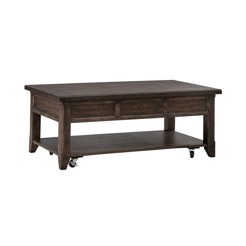 Pemberly Row Modern / Contemporary Lift Top Cocktail Table in Brown