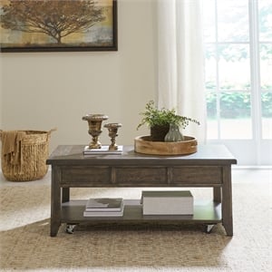 Pemberly Row Modern / Contemporary Lift Top Cocktail Table in Brown