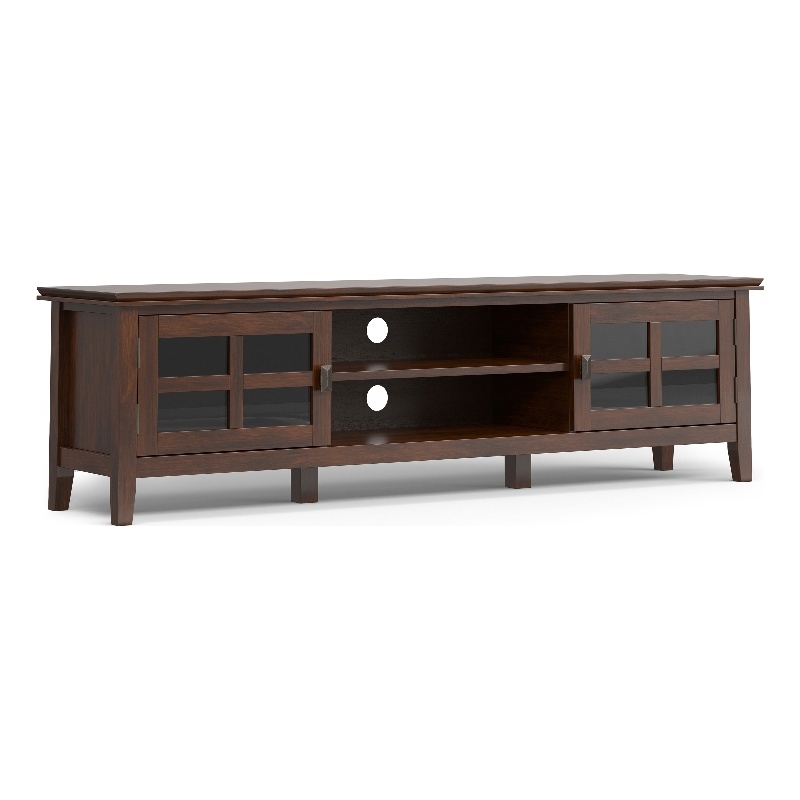 Pemberly Row Artisan Wood 72 inch Wide TV Media Stand - Russet Brown