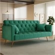 Pemberly Row Convertible Folding Velvet Green Sofa Bed with Adjustable Backrest