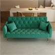 Pemberly Row Convertible Folding Velvet Green Sofa Bed with Adjustable Backrest