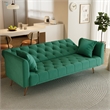 Pemberly Row Convertible Folding Velvet Green Sofa Bed with Adjustable Backrest