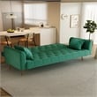 Pemberly Row Convertible Folding Velvet Green Sofa Bed with Adjustable Backrest