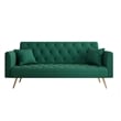 Pemberly Row Convertible Folding Velvet Green Sofa Bed with Adjustable Backrest