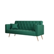 Pemberly Row Convertible Folding Velvet Green Sofa Bed with Adjustable Backrest