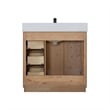 Pemberly Row Wood Vanity - Light Brown w/ White Composite Stone Top no Mirror