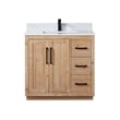 Pemberly Row Wood Vanity - Light Brown w/ White Composite Stone Top no Mirror