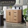 Pemberly Row Wood Vanity - Light Brown w/ White Composite Stone Top no Mirror